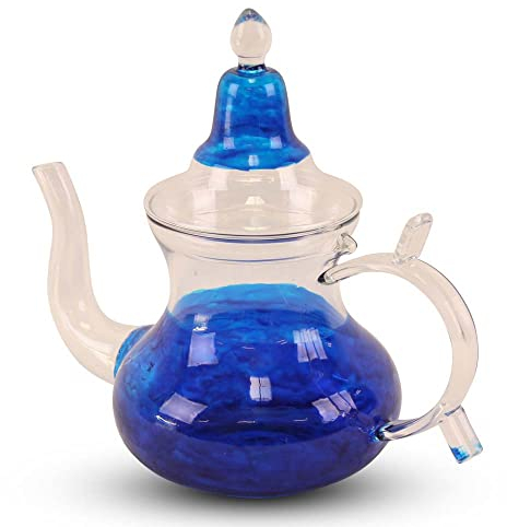 Théière marocaine en verre bleu | Safaary