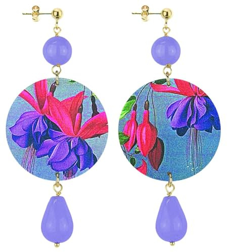IN Lebole Collezione The Circle DOR302 Fiori Orecchini da Donna in Ottone Pietra Lilla