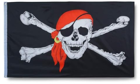 Sonia Originelli Pirat Fahne 90 x 150 cm Dekofahne mit pirat Motiv | Für Geburtstag, Feiern und Events, Die perfekte Dekofahne für jeden Anlass, Die Fahne im Format 90 x 150 cm mit Ösen ist