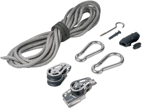 Pina DESIGN seit 1979 - Sonnensegel 4-Fach Flaschenzug Set - wandseitig, für Wandhalter/Profi Spannsystem zum Spannen & Befestigen/Robustes Seilzugsystem mit integrierter Klemme