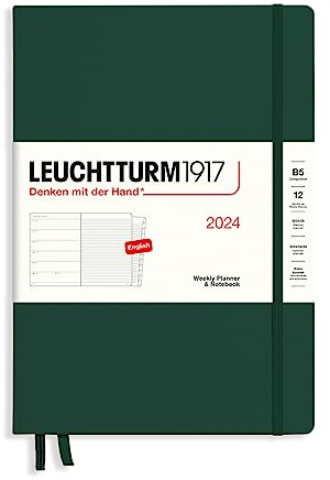 LEUCHTTURM1917 367750 Calendario semanal y cuaderno Composition (B5) 2024, 12 meses, Forest Green, Inglés