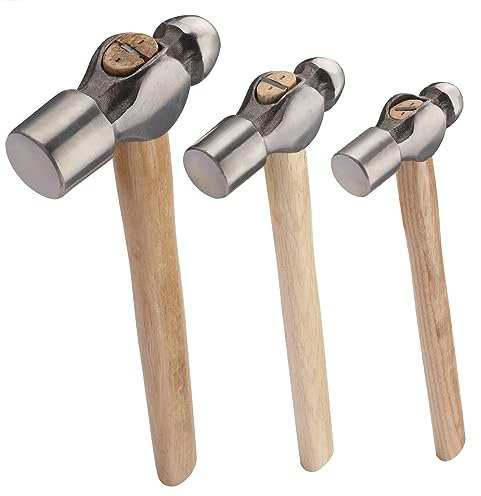 Juego de 3 martillos de bola de 16 onzas, 24 onzas y 32 onzas, martillos de bola con cabeza de acero forjado y mango de madera, por GENHAKON.