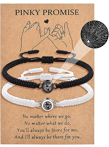MANVEN Pärchen Armband Paare Geschenke Partnerarmbänder Valentinstag Jahrestag Weihnachtstag für Freunde Freundinnen Projektion von Ich liebe dich in 100 Sprachen Schwarz und Weiß