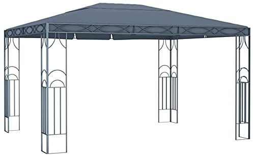 Homgoday Gazebo 400x300 cm Antracite, Gazebo da Giardino, Gazebo Ombrellone da Giardino Spiaggia Pesca Esterno Antivento per Arredo Giardino Terrazzo Ambienti