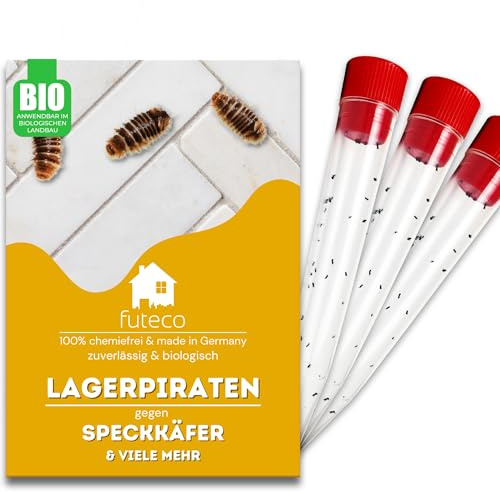 Futeco® Lagerpiraten gegen Speckkäfer & vieles mehr - für ca. 75 m² | (150 Tiere in Kunststoffröhre) - 100% Biologisch, Chemiefrei & Natürlich – Made in Germany