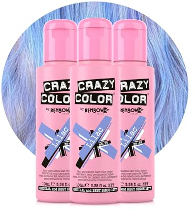 Crazy Color Lilac Purple Hair Dye Trio 300ml | Pastel Semi Permanent, Highly Pigmented Conditioning & Oil Nourishing Vegan Formula | No Bleach or Ammonia