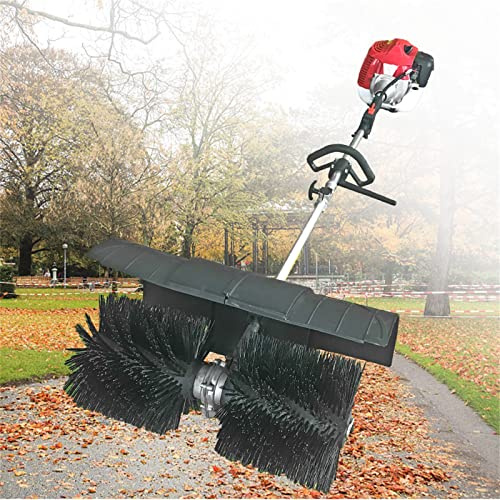 DSYOGX Handgeführte Schneefräse Benzin Schneepflüge Schnee Sweeper Besen Schneefräse Motorbesen Kehrmaschine Gasbetrieben 2.3PS 52CC Benzinmotorbürste Kehrmaschine für Kunstrasen, Straßen, Bauernhöfe