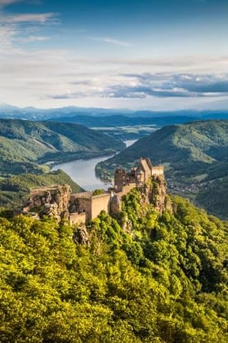 adrium Acryl-Bild 50 x 80 cm: Wunderschöne Landschaft mit Burgruine Aggstein und Donau bei Sonnenuntergang in der Wachau, Österreich (30243401)