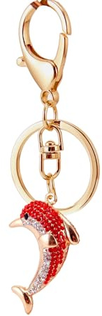 Bling Delphin Schlüsselanhänger, Delphin Strass Taschenanhänger,Auto Schlüsselbund Glitzer Schlüsselhalter Strass Schlüsselring Taschen Koffer Rucksäcke Zubehör Charm Geschenk für Damen Mädchen