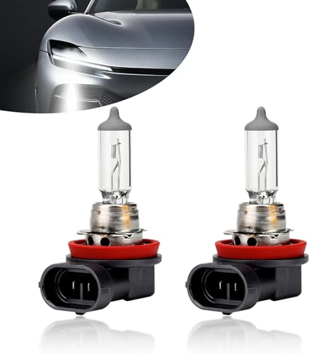 UGSHY 2 PCS H11 Automotive Halogen Bulb, 12V 55W 60,000 Hours Service Life High-transmission Quartz Glass High Low Beam, Lighting Replacement Accessories, Compatible with Most Car Models (White)