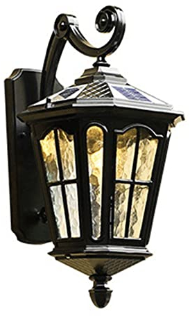 Wandlampe Außen Solar-Außenwandleuchte, wasserdichte Außenwandlaterne, Wandmontage, rostfrei, mattschwarz, for Terrasse, Veranda, Eingangsbereich, Haustür, Hinterhof-Beleuchtungskörper(31*50CM)