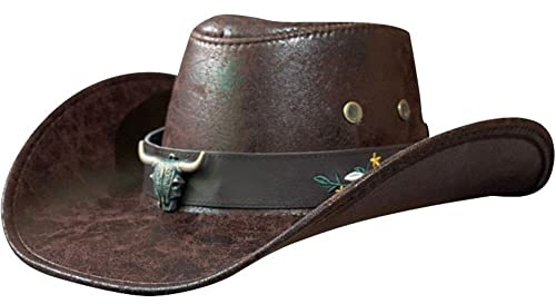 Tsffae Western-Cowboy-Hut Für Männer Und Frauen, Leichtes Kunstleder, Handgefertigt, Western-formbar, Breite Krempe, Langlebig, Cowgirl-Outback-Hut