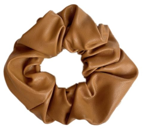 Whakano 1 Stück Leder Haargummis für Damen,Elastische Haargummi,Scrunchies,Einfarbig Haare Ringe,Haarschmuck Kopfbedeckung,Haarbänder für Pferdeschwanz Frauen Mädchen Damen,Hellkaffee