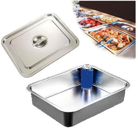 NJDQFA Lebensmittel Lagern Behälter,Stapelbar Gastro Behälter Mehrweg, Rechteckig Edelstahl Gastronomiebehälter,45 * 35cm,10cm
