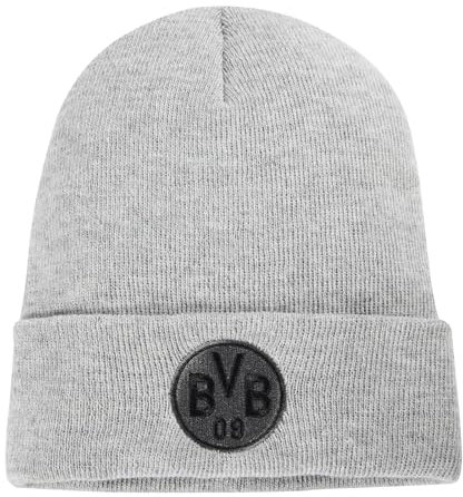 Dortmund Borussia Beanie Wintermütze (DE/NL/SE/PL, Alphanumerisch, Einheitsgröße, grau)