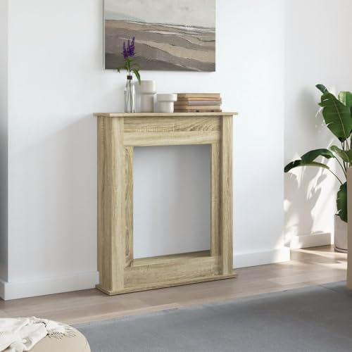 Tidyard Borde de Chimenea,Chimenea Decorativa,Repisa de Chimenea,protección contra Estufas de Chimenea de Chimenea electrica Madera de ingeniería Roble Sonoma 75x20x87,5 cm