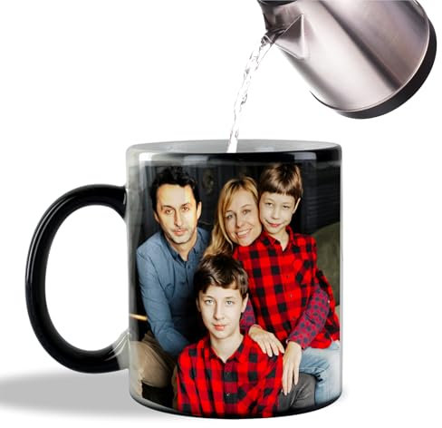 TheAbstractix Personalised Mug with Photo – Custom Colour Changing Thermal Cup - Funny Novelty Gifts for Christmas - Heat Reveal Coffee Cup | Personalised Birthday Gift - Magic Mug with Photo