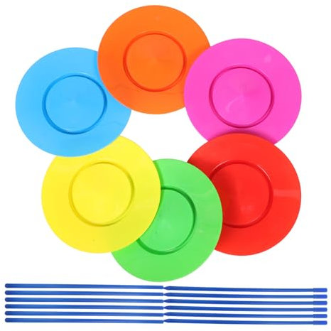 TOYANDONA 6pièces Set Assiettes Jonglées Colorées avec Bâtons pour Spectacles Équilibrés Jeux De Toupie Acrobatiques pour Artistes De Performance
