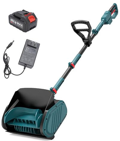 Spazzaneve Efficiente, Spazzaneve Elettrico con Piastra Direzionale, Spazzaneve Elettrico a Batteria per Patio, Terrazza, Vialetto