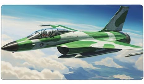 Gaming Mauspad XXL,700 x 300 x 3mm Mousepad Verlängertes Groß Mauspad Schreibtischauflage,Genähte Kanten rutschfeste Gummibasis,Verbessert Präzision Geschwindigkeit Home Office Grünes Flugzeug L-3699
