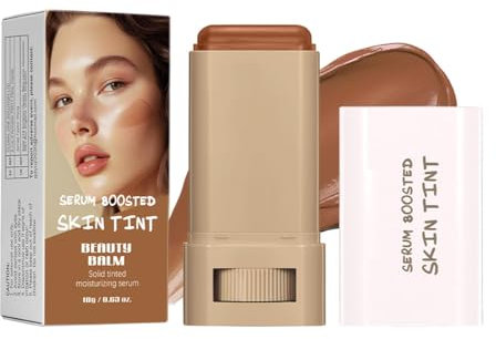 Fond de teint en stick, teinte de la peau boostée par le sérum - Cache-cernes hydratant à couverture totale avec baume de beauté, éclat naturel et éclaircissement 24 heures sur