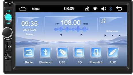 Autoradio 2 Din Bluetooth Auto Radio Mains Libres 7 Pouces Ecran Tactile Poste Radio Voiture USB|AUX|TF|FM Autoradio Partage d'écran Mirror Link Lecteur MP5＋Caméra de Recul