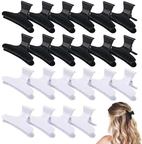 12Pcs Butterfly Hair Clips, Hairdresser Clips Fixed Disorder Hair, Stylish Style Hairdressing Clips Hair Styling Accessories for Women Girls(Black and White)