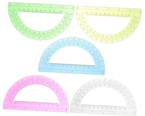 HOMSFOU 5pezzi Goniometro Di Plastica Gradi Per Misurazione Degli Angoli Strumento Matematico Per Studenti e Insegnanti Piccolo Goniometro Per Scuola e Disegno Tecnico