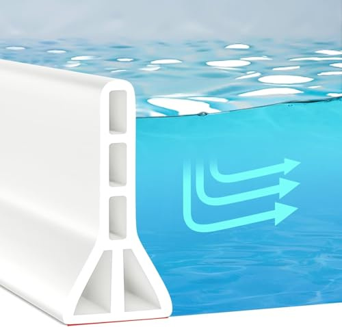 TAOQILE Wet Room Floor Barrier,Self-Adhesive Shower Barrier,Height 10 cm for Prevent Water Overflow,Bath Splash Guard,Shower Water Barrier,Water Stopper Shower Barrier Silicone Bathroom (White,100cm)