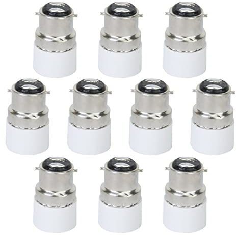 10 adaptadores de bombillas B22 a E14, adaptador de bombilla LED con rosca, soporte de lámpara, conector convertidor, adaptador de luz B22 a E14, base de casquillo, convertidor de base de casquil
