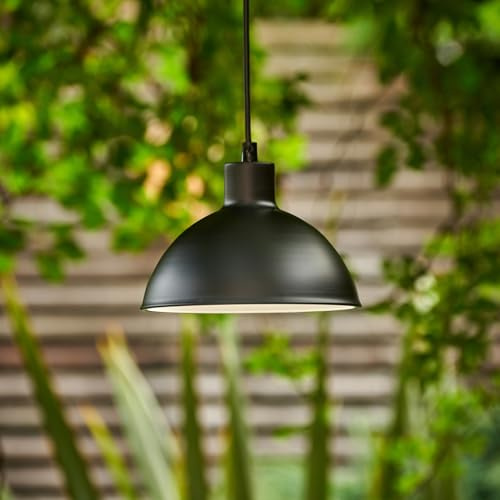 Omniance Verdi Rechargeable Pendant Light Black, Light Source and Remote | Cordless dimmable colour changing hanging lamp, 20 hour battery, USB C, for gazebo, garden room and dining
