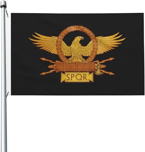 Bandiera Spqr con aquila imperiale romana dorata, 3x5 piedi, resistente ai raggi UV, striscione stagionale con occhielli in ottone per interni ed esterni.