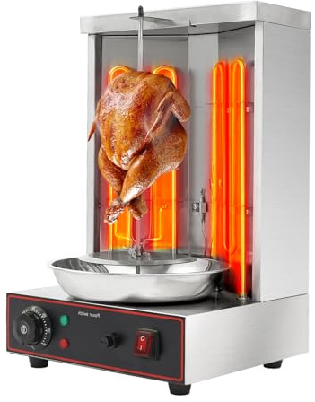Shawarma Grill Professioneller 3000W 10kg Elektrogrill mit Edelstahl, Heizrohren & automatischer 6 U/min Rotation umweltfreundliche Schwenkgrillmaschine für kebabs, shawarma & döner