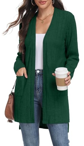 PrinStory Cardigans For Women Uk Long Sleeve With Pockets Knit Side Split Ladies Open Front Coatigans Elegant Outwear