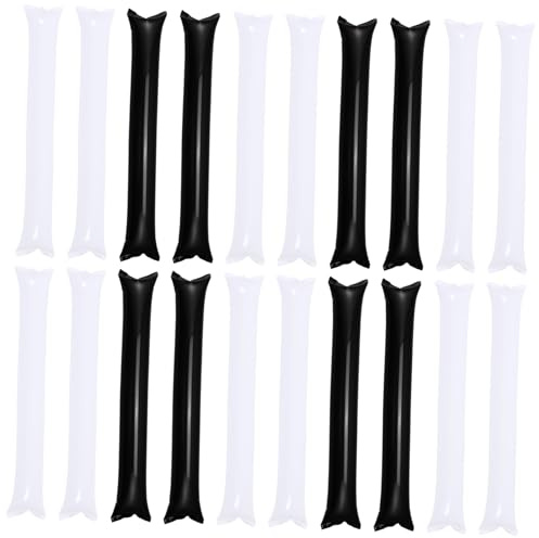 SOPOTUTU 24 Piezas Palos Hinchables para Animar Material Duradero Seguro y Reutilizable para Conciertos Deportes y Competiciones Colores Blanco y Negro Fácil de Transportar