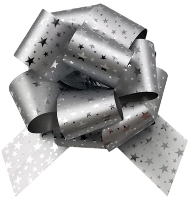 Capesaro 6 Stück Große Geschenkschleife,15 cm Ziehschleife Geschenk Schleife mit Geschenkbänder Dekoschleifen für Basteln Verpacken Party Hochzeit Geburtstag Geschenkverpackung(Silber)