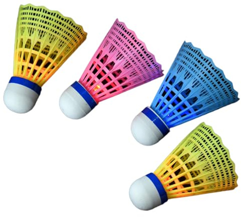 Générique LED- – 4 Federbälle für Badminton | Trainingswerkzeug mit Leuchtball, Freizeitspiel für den Innenbereich