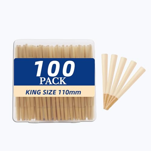 Ungebleicht Cones XXL 100PCS, Vorgedrehte Konisch Hülsen, 110mm KING SIZE, Pre Rolled Blättchen, Rolling Long Papers, Longpapers mit Tips