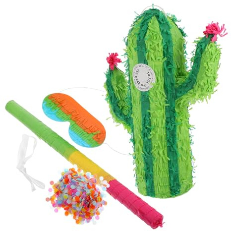 NUOBESTY Piñata Cactus Mexicaine en Papier Robuste Décoration Anniversaire Garçon et Filles Jeu de Fête Bonbons Variés Set Créatif pour Activités Ludiques et Couleur Couleur Aléatoire