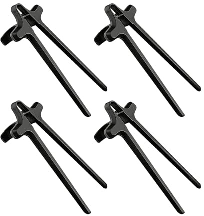RLMVGBX 4 Pcs Finger Chopsticks, Reusable Plastic Snack Tweezer Tongs, Food Clips for Gamers, Clean Hand‑Free Snack Gadgets (Black)