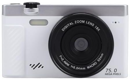 Tbest Cámara Digital sin Espejo 4K WiFi 75MP Zoom 18X con Pantalla Abatible de 3.0 Pulgadas Función de Embellecimiento de la Aplicación HDV CAM Soporte para Fotografía de Viajes (White)