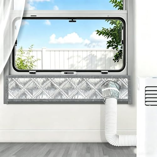 Aozzy 100CM kit calfeutrage climatiseur pour portes fenetre, 3couches aluminium&coton&Oxford, Joint de100% étanche à l'air, isolant, anti-fuite d'air froid, meilleure performance de refroidissement