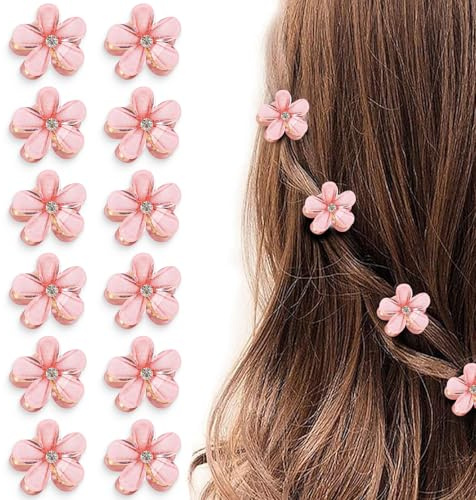 12 Pinces À Cheveux Avec Petites Fleurs, Epingle a Cheveux, Accessoire Cheveux Mariage, Barrettes, Bijoux Cheveux, Petits Accessoires Décoratifs Pour Cheveux Pour Filles Et Femmes(Rose)