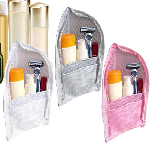 Sac De Toilette Debout Conteneur en Mesh Imperméable | Lot De Trois Sacs De Debout Avec Fermeture Éclair Pour Soins Peau Cosmétique Hygiène Douche