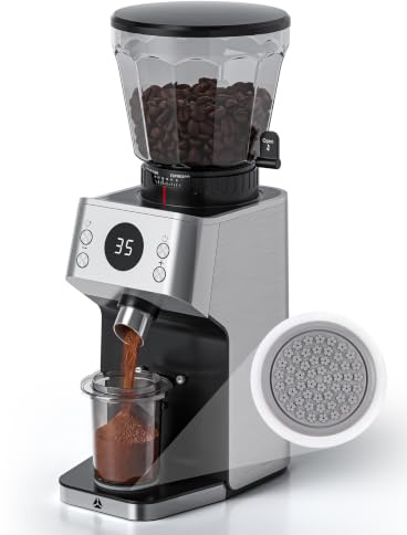 AOBOSI Electric-Coffee-Grinder, Burr Coffee Grinder with 45 Precise Settings, 40mm Conical Burr, Portafilter-Activated Switch & Memory Function, for Home Espresso, Drip & French Press