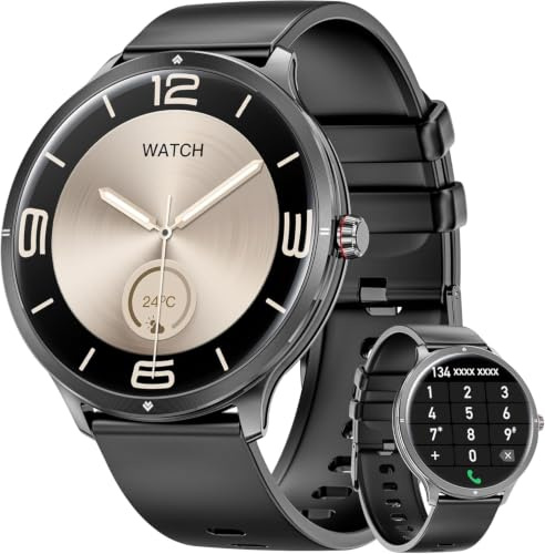 Joautrial Reloj Inteligente Hombre, 1,75 AMOLED Pantalla Grande Moda Smartwatch,Correas Dobles/Llamadas Bluetooth/Podómetro/Pulsómetro/Monitor de Sueño/100+ Modos Deportivos para Android iOS (Negro)