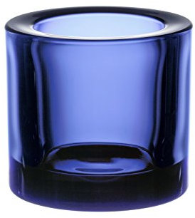 Iittala 1021057 alatskivi Bougeoirs et Bougies Chauffe-Plat, Verre Bleu, 6 x 6 x 7 cm