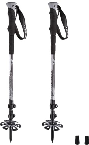 VIKING Trekkingstöcke Wanderstöcke Winterstöcke - leichte verstellbare Karbon Teleskopstöcke für Skitouren, Trekking, Berg - Fast-Lock - Vario Tour, Grau, 65-135 cm