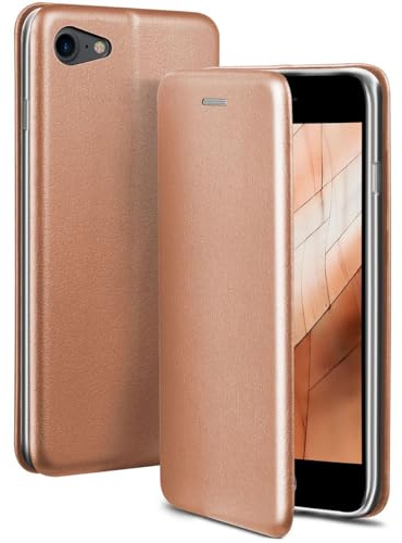 ONEFLOW Business Case für iPhone 7 / iPhone 8 Handyhülle klappbar mit Standfunktion, Klapphülle Flipcase Cover Dünn, PU Leder Hülle mit Kartenfach, 360 Grad Schutzhülle, Rosegold