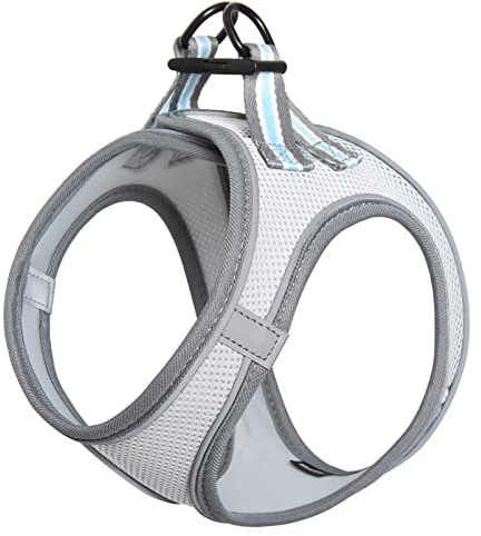 HEELE Hundegeschirr Einstellbare Anti Zug Geschirr Reflektierend Atmungsaktiv Geschirr Hunde Leichtes Brustgeschirr Kleine Hunde für Gehen Laufen Training, Reflektierend, Grau, M